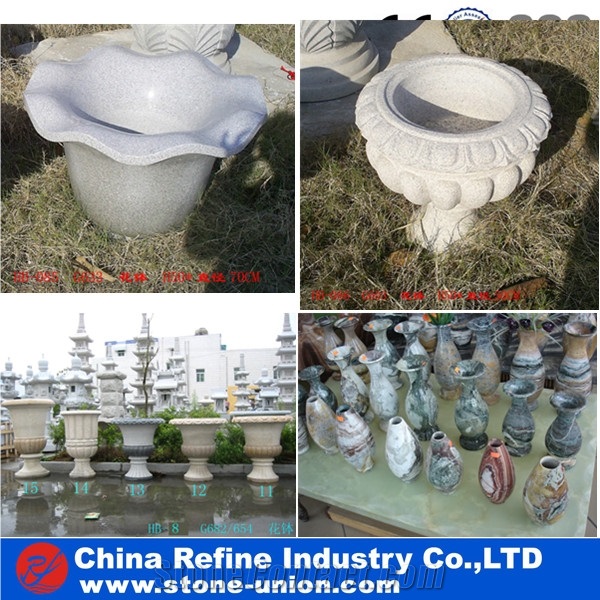 Natural Granite Carving Sunflower Vases/ Pots,Yellow Stone Planter Flower Pots Garden Vases,Flower Carved Granite Stone Planter Pot