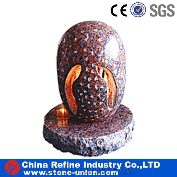 Red Granite Polished Garden Led Lantern, China Red Granite Lanterns,European Style Garden Grey Granite Lanterns,Granite Natural Stone Lanterns