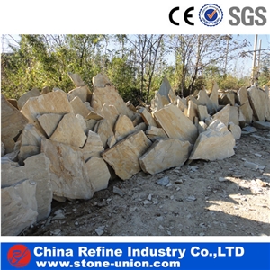 Slate Big Slabs China Slate, Random Flag Stone, Rust Yellow Slate Wall Cladding,Landscaping Stones,Crazy Stone, Irregular Flagstone Landscape