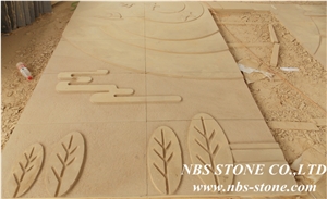 Beige Sandstone Carving Relief, Wall Reliefs