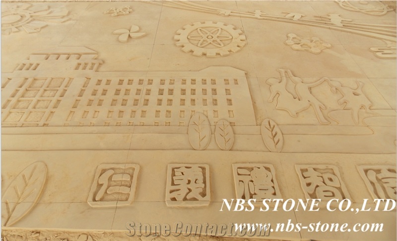 Beige Sandstone Carving Relief, Wall Reliefs