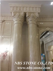 Carved Yellow Marble Columns