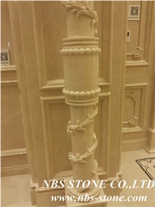 Carved Yellow Marble Columns