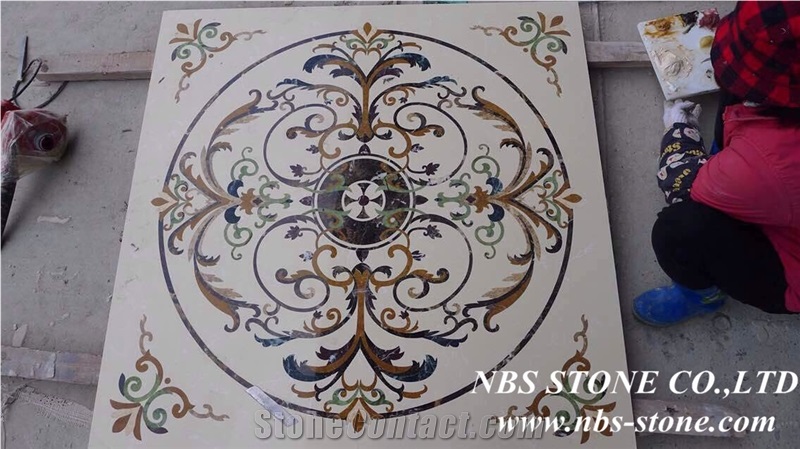 Multicolor Marble Floor Pattern Medallion,Marble Waterjet Floor Medallion,Round Medallion