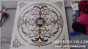 Multicolor Marble Floor Pattern Medallion,Marble Waterjet Floor Medallion,Round Medallion