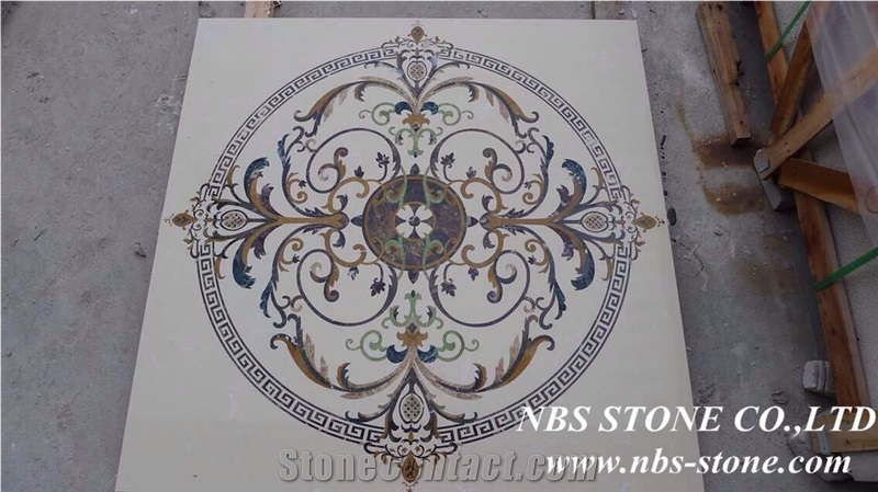 Multicolor Marble Floor Pattern Medallion,Marble Waterjet Floor Medallion,Round Medallion
