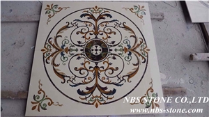 Multicolor Marble Floor Pattern Medallion,Marble Waterjet Floor Medallion,Round Medallion