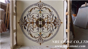 Multicolor Marble Floor Pattern Medallion,Marble Waterjet Floor Medallion,Round Medallion