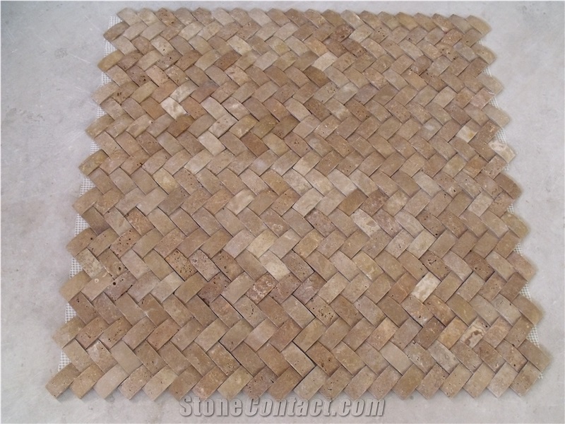 White Travertine Split Face / Mosaic Turkey