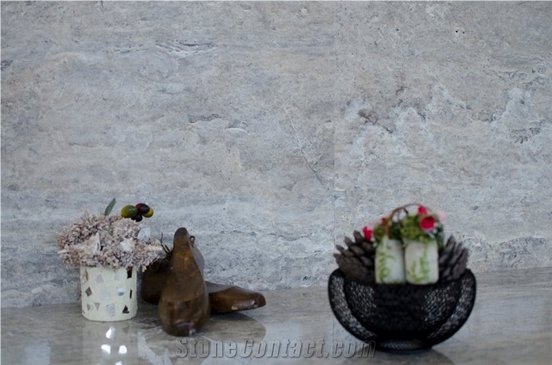 Alm Plateado Silver Travertine Tiles & Slabs, Grey Travertine Flooring Tiles, Walling Tiles