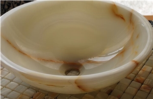 Stone Sink China Polished Rosin Yellow Onyx Sinks & Basins, Rosin Yellow Onyx Round Sinks
