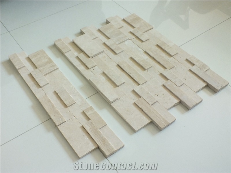 Classic Light Travertine Ledger Panel Honed Filled, Beige Travertine Wall Cladding
