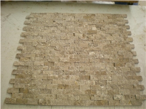 Noce Travertine Split Face Mosaic, Brown, Chocolate Travertine