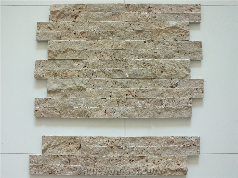 Noche Travertine Split Face Ledger Panel, Ledge Stone