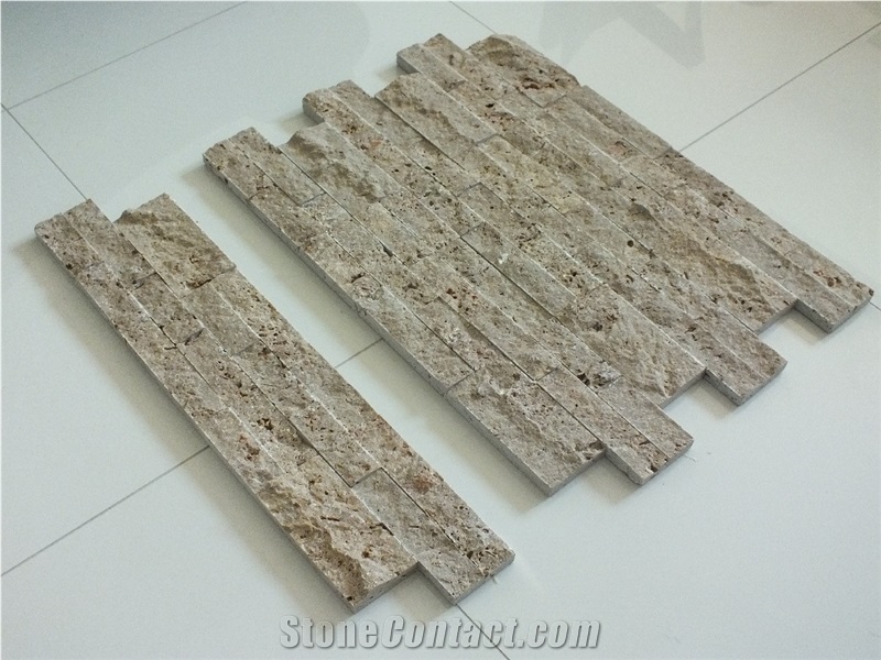 Noche Travertine Split Face Ledger Panel, Ledge Stone