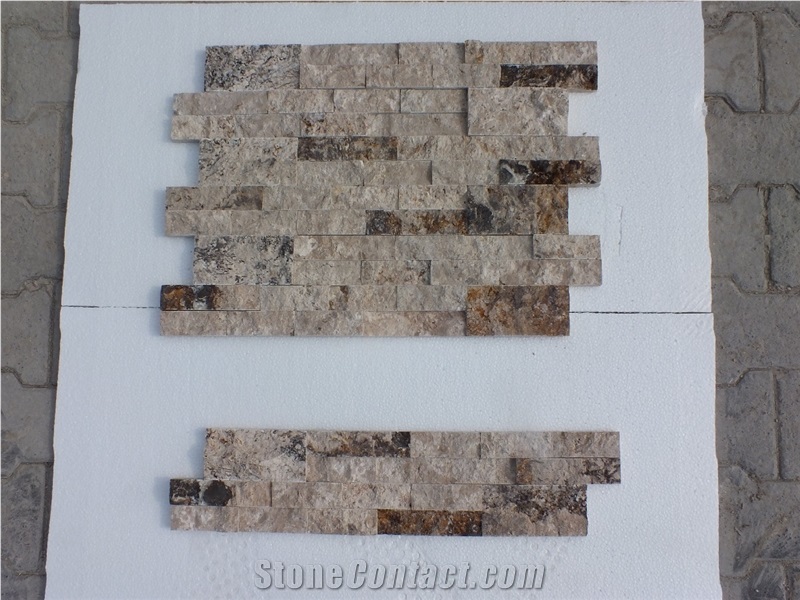 Philadelphia Travertine Split Face Ledger Panel, Ledge Stone, Multicolor Travertine Wall Cladding, Wall Tiles