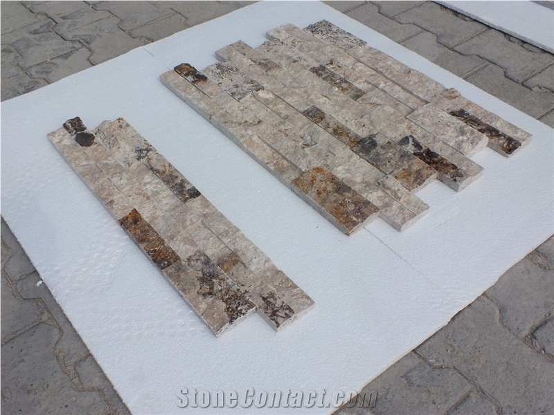 Philadelphia Travertine Split Face Ledger Panel, Ledge Stone, Multicolor Travertine Wall Cladding, Wall Tiles