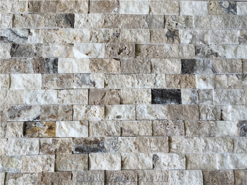 Philadelphia Travertine Splitface Mosaic, Cultured Stone, Ledge