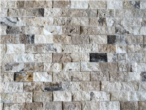 Philadelphia Travertine Splitface Mosaic, Cultured Stone, Ledge