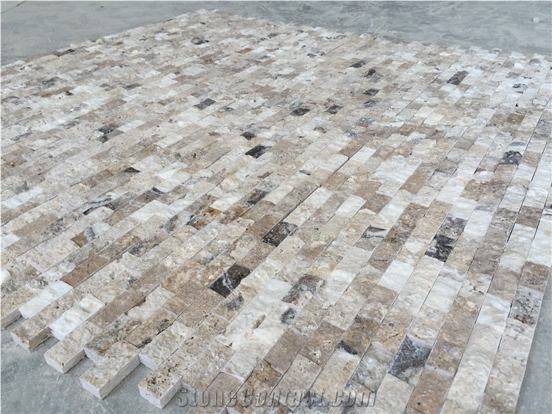 Philadelphia Travertine Splitface Mosaic, Cultured Stone, Ledge