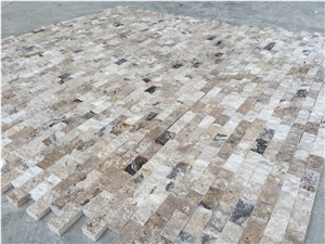 Philadelphia Travertine Splitface Mosaic, Cultured Stone, Ledge