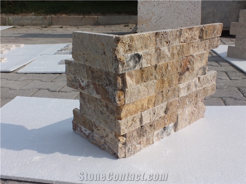 Scabas Travertine L Shape Corner/Split Face, Travertine Building Stone
