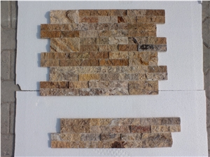 Scabas Travertine Split Face Ledger Panel, Ledge Stone