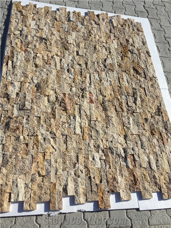 Scabas Travertine Split Face Ledger Panel, Ledge Stone