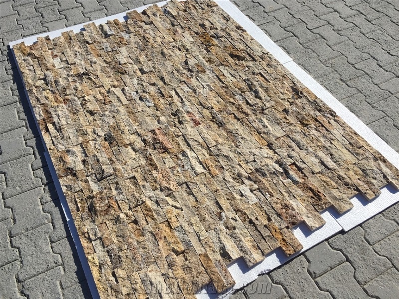 Scabas Travertine Split Face Ledger Panel, Ledge Stone