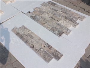 Silver Travertine Split Face Ledger Panel, Grey Travertine Wall Cladding, Wall Panel