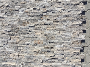 Silver Travertine Split Face Ledger Panel, Grey Travertine Wall Cladding, Wall Panel