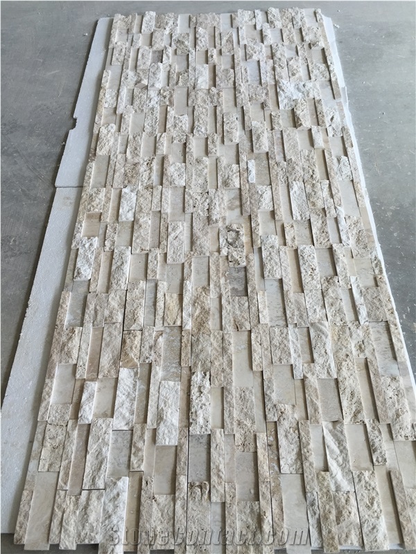 White Ivory Picasso Travertine Split Face+Honed, White Travertine Walling Panels
