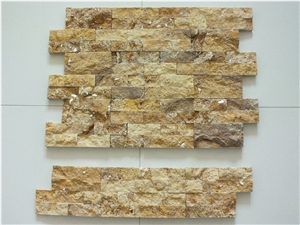 Yellow Travertine Split Face Ledger Panel, Ledge Stone Wall Cladding