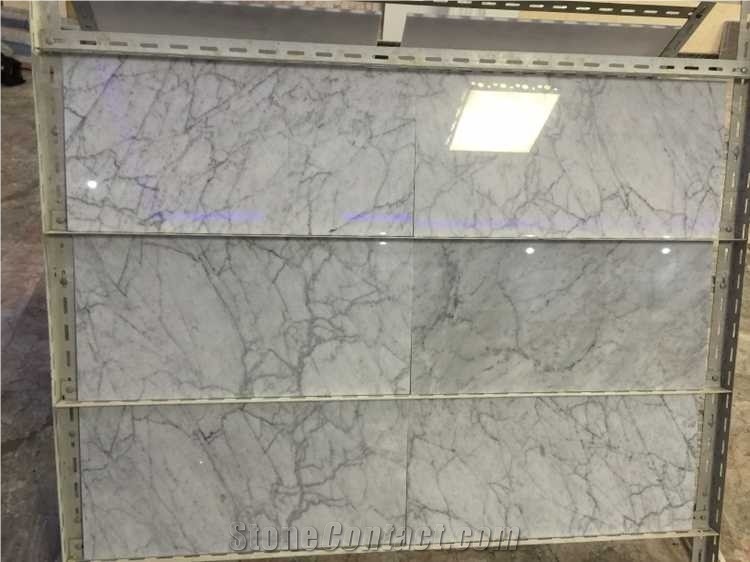 Bianco Carrara White B Marble Tiles, Italy Grey Marble