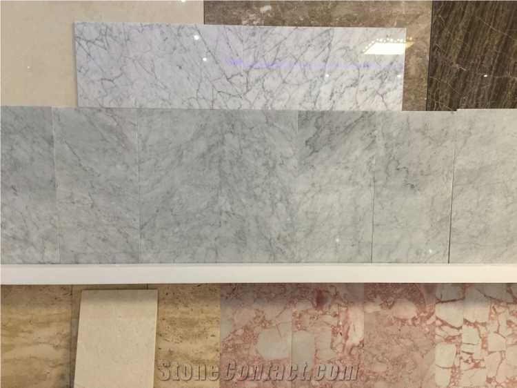 Bianco Carrara White B Marble Tiles, Italy Grey Marble