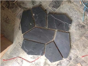 Black Slate Random Flagstones, Irregular Crazy Paving Stone, Flagstone Pavers for Walkway, Road.