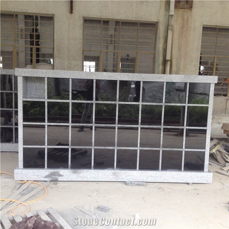 China Cheap G603 Light Grey Granite & Shanxi Black Granite Columbarium, Natural Stone Funeral Mausoleum Design in 4*8, Cemetery Cremation Columbarium Design for Urns