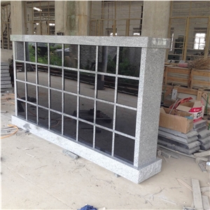 China Cheap G603 Light Grey Granite & Shanxi Black Granite Columbarium, Natural Stone Funeral Mausoleum Design in 4*8, Cemetery Cremation Columbarium Design for Urns