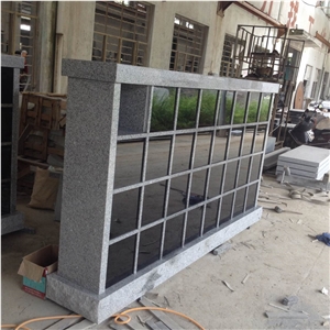 China Cheap G603 Light Grey Granite & Shanxi Black Granite Columbarium, Natural Stone Funeral Mausoleum Design in 4*8, Cemetery Cremation Columbarium Design for Urns