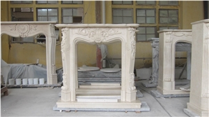 Crema Marfil Marble Fireplace, Beige Marble Fireplace Surround Decorating, Marble Fireplace Mantel