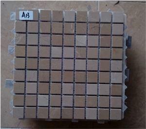 Focus Cream Marble Mosaic Tiles, Turkey Marble Square Mosaic Pattern, Polished Beige Marble Wall Mosaic Tiles