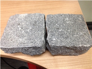 G654 Padang Dark Grey Granite Cobble Stone, Cube Stone All Sides Natural Split, China Grey Granite Walkway Pavers Stone