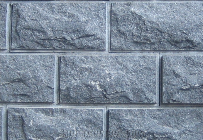 G684 Black Basalt Mushroom Stone Tiles, China Cheap Black Basalt Mushroom Wall Cladding, Black Basalt Mushroomed Cladding