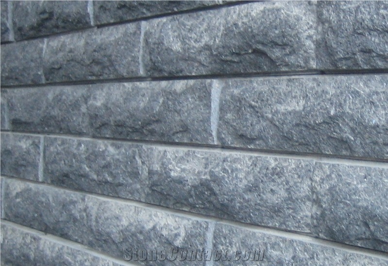 G684 Black Basalt Mushroom Stone Tiles, China Cheap Black Basalt Mushroom Wall Cladding, Black Basalt Mushroomed Cladding