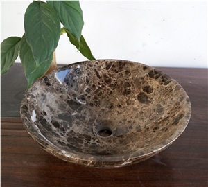 Natural Stone Wash Sink & Basin, Brown Marble Sink & Basin
