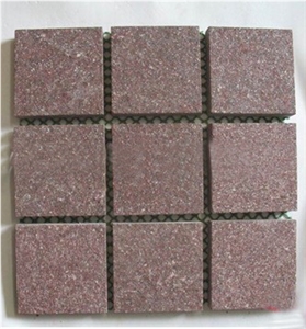 Ocean Red Granite Cobble Stone, Cube Stone Surface Machine Cut, China Red Granite Paving Stone for Patio,Driveway