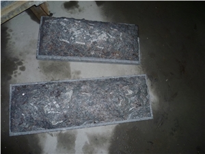 Tan Brown Granite Mushroom Stone Tiles, Indian Brown Granite Mushroom Wall Cladding, Brown Granite Mushroomed Cladding