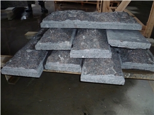 Tan Brown Granite Mushroom Stone Tiles, Indian Brown Granite Mushroom Wall Cladding, Brown Granite Mushroomed Cladding