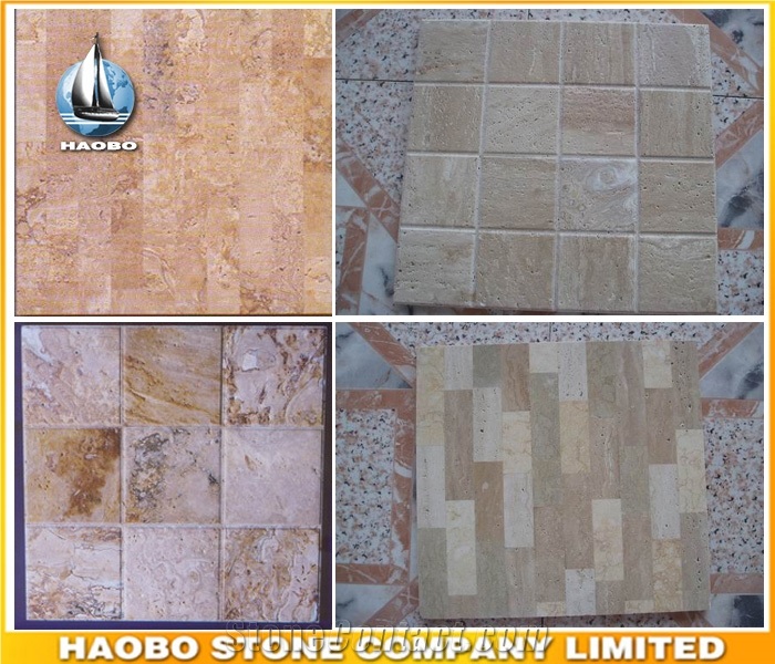 Basketweave Masaic Tiles Travertine Compound Tiles Wholesale Polished and Honed