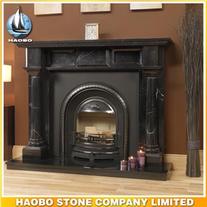Black Marquina Marble Antique Design Fireplace Surround Nero Marguia Fireplace Mantel